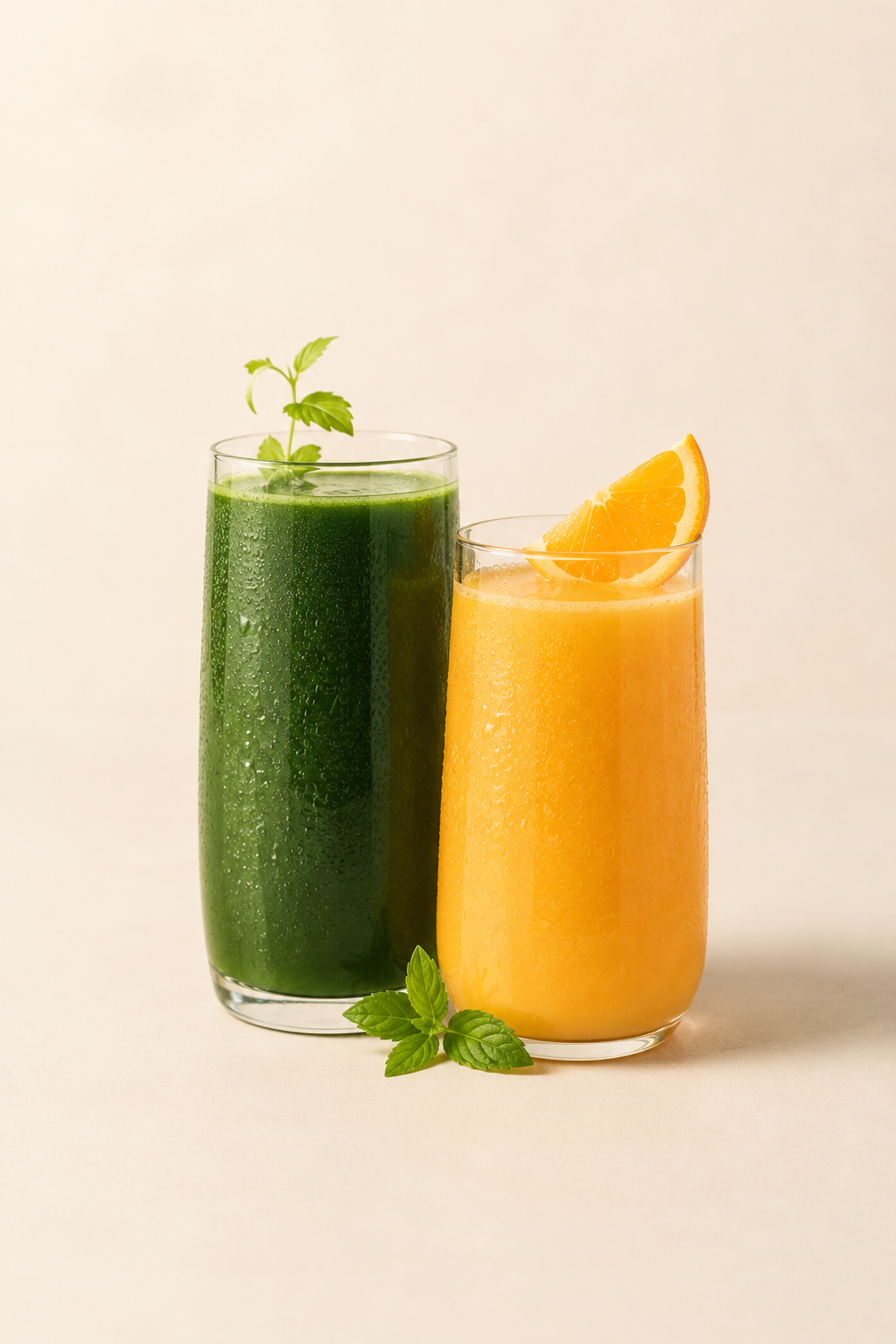 Illustration of juices being freshly prepared.