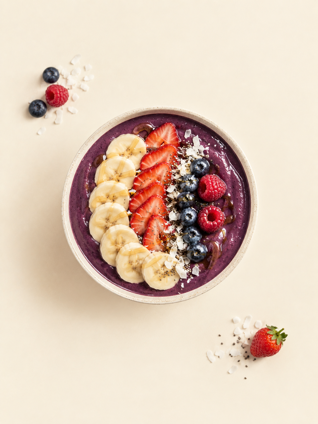 Acai Bowl illustration with berries.