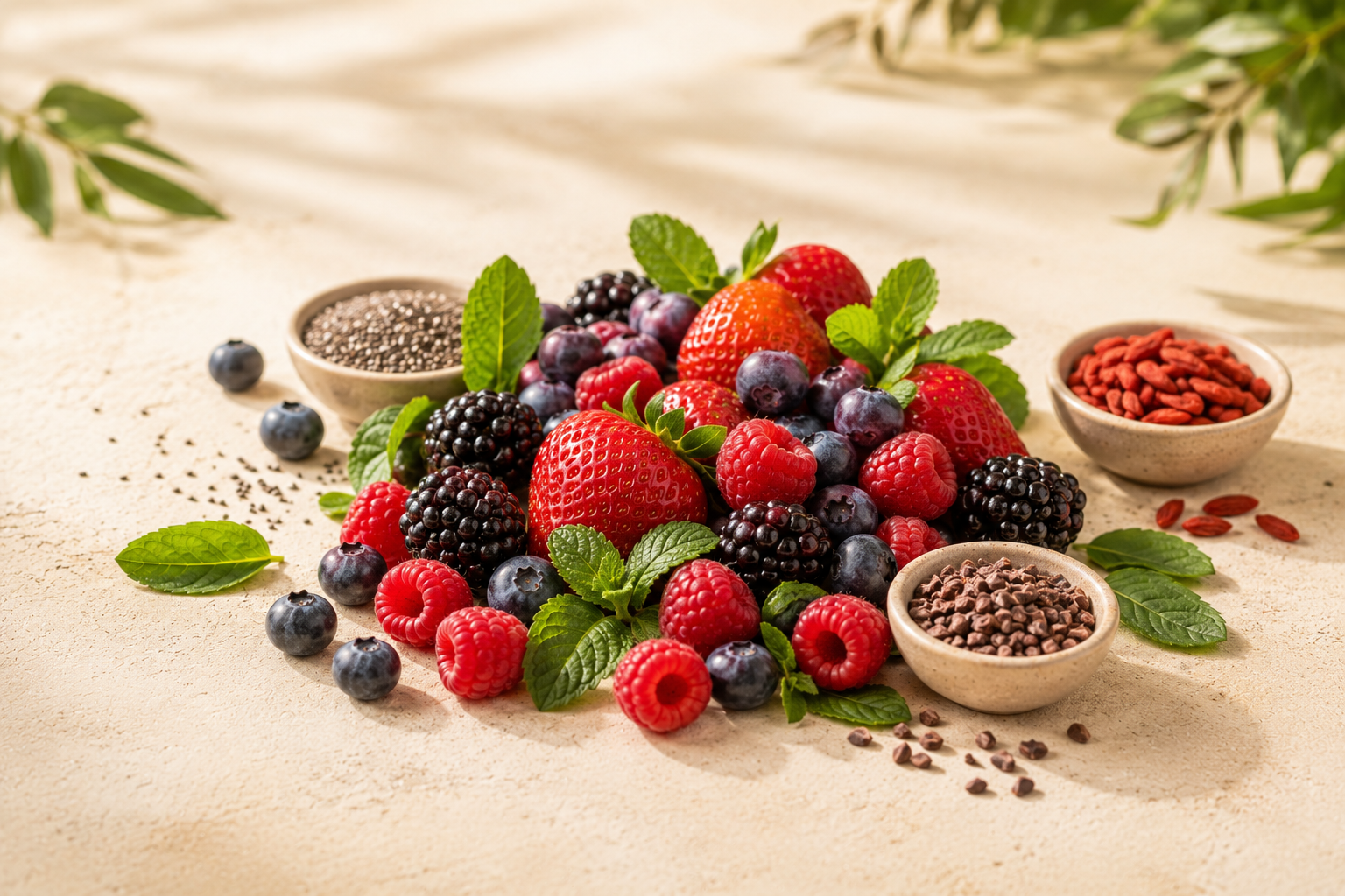 Illustration of fresh mixed berries.